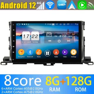 10" Android 14 Autoradio GPS Navi DVD Player Kopfeinheit für Toyota Highlander (2014-2020)-1