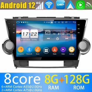 10" Android 14 Autoradio GPS Navi DVD Player Kopfeinheit für Toyota Highlander (2007-2013)-1