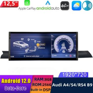 12,5" Android 13.0 Autoradio DVD Player GPS Navigation Stereo für Audi S4 RS4 (2017-2019)-1