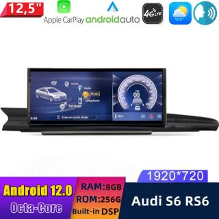 12,5" Android 13.0 Autoradio DVD Player GPS Navigation Stereo für Audi S6 RS6 C7/4G (2012-2018)-1