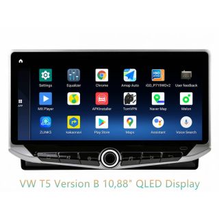 Android Radio zum Nachrüsten für VW T5 (Transporter, Multivan, Caravelle, 2003–2016) – 10,88" oder 12,3" QLED Display mit DAB+, CarPlay, Android Auto, Bluetooth-Freisprecheinrichtung & Rückfahrkamera