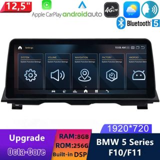 BMW F10 F11 (2010-2017) Android 14.0 Autoradio mit Navi GPS Upgrade CarPlay Android Auto DAB+ 12,5 Zoll Display-1
