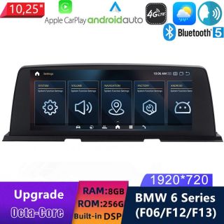 BMW F12/F13/F06 (2011-2018) Android 14.0 Autoradio mit Navi Professional Nachrüsten CarPlay Android Auto DAB+ 10,25 Zoll Display-1