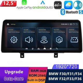 BMW F30 F31 F34 (2012-2016) Android 14.0 Autoradio mit Navi GPS Upgrade CarPlay Android Auto DAB+ 12,5 Zoll Display-1
