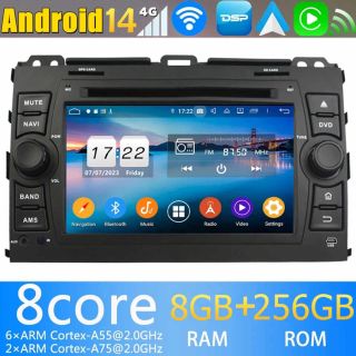 7" Android 14 Autoradio GPS Navi DVD Player Kopfeinheit für Toyota Land Cruiser Prado J120 (2002-2009)-1
