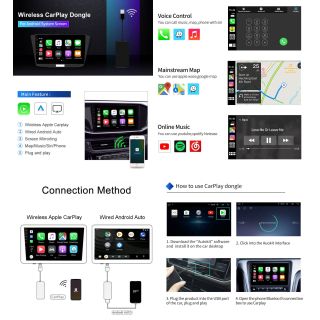 Wireless Carplay Dongle USB Empfänger Adapter für Android Autoradios Kompatibel mit Android Auto/CarPlay/Mirror Screen