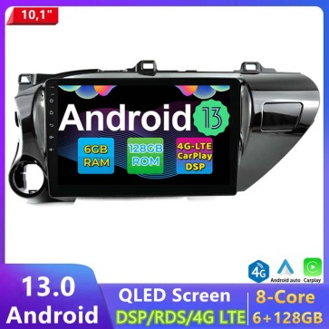 10" Android 13.0 Autoradio DVD Player GPS Navigation Stereo für Toyota Hilux (2016-2020)-1