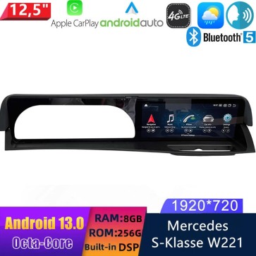 12,35" Android 13 Autoradio DVD Player GPS Navigation Stereo für Mercedes S-Klasse‎ W221 (Ab 2006)-1