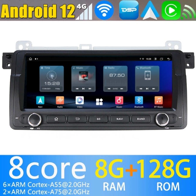12.3"128GB Android 14 Autoradio GPS Navi CarPlay DAB BMW 3er E90
