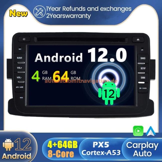 Dacia Duster Android 12.0 Autoradio GPS Navigationsysteme mit Touchscreen -  Android 12 Autoradio DVD Player GPS Navigation Speziell für Dacia Duster  (2010-2017)