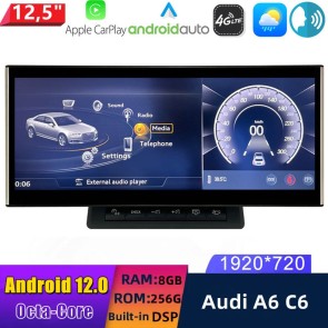 12,5" Android 12.0 Autoradio DVD Player GPS Navigation Stereo für Audi A6 C6 (2004-2011)-1