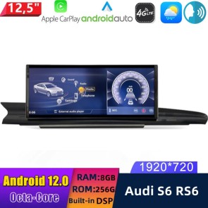 12,5" Android 12.0 Autoradio DVD Player GPS Navigation Stereo für Audi S6 RS6 C7/4G (2012-2018)-1