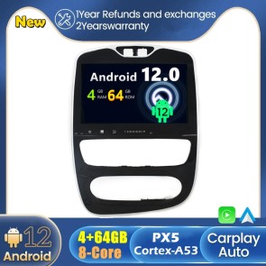 Renault Clio Android 12.0 Autoradio GPS Navigationsysteme mit Touchscreen Bluetooth Freisprecheinrichtung Mikrofon SWC DAB CD SD USB WiFi OBD2 Carplay Android Auto - Android 12 Autoradio DVD Player GPS Navigation Speziell für Renault Clio (2013-2019)