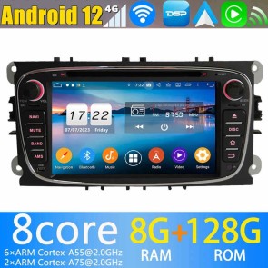 Ford Galaxy Android 12.0 Autoradio GPS Navigationsysteme mit 8-Core 8GB+128GB Touchscreen Parrot Bluetooth Lenkradfernbedienung Mikrofon DAB SD USB WiFi 4G-LTE DSP CarPlay - 7