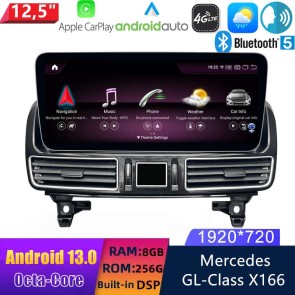 Mercedes GL X166/ML W166 Android 13 Autoradio GPS Navigationsysteme mit 8-Core 8GB+256GB Touchscreen Bluetooth Freisprecheinrichtung DAB DSP SWC 4G-LTE WLAN CarPlay - 12,5