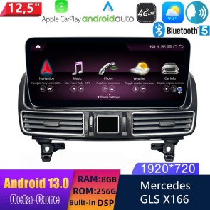 Mercedes GLE W166/GLS X166 Android 13 Autoradio GPS Navigationsysteme mit 8-Core 8GB+256GB Touchscreen Bluetooth Freisprecheinrichtung DAB DSP 4G-LTE WLAN CarPlay - 12,5