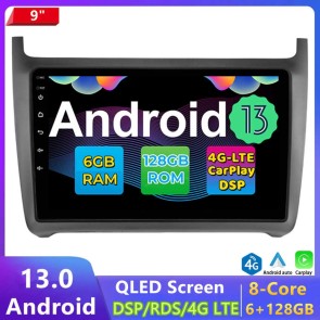 9" Android 13.0 Autoradio DVD Player GPS Navigation Stereo für VW Polo (Ab 2008)-1
