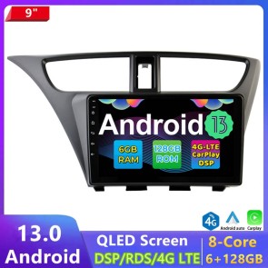 9" Android 13.0 Autoradio DVD Player GPS Navigation Stereo für Honda Civic Hatchback (Ab 2012)-1