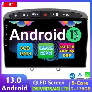 9" Android 13.0 Autoradio DVD Player GPS Navigation Stereo für Peugeot 308 (Ab 2007)-1