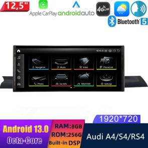 12,5" Android 13.0 Autoradio DVD Player GPS Navigation Stereo für Audi A4 B9 (2016-2019)-1