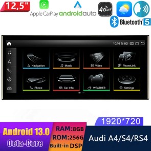 12,5" Android 13.0 Autoradio DVD Player GPS Navigation Stereo für Audi A4/S4/RS4 B8 8K (2008-2016)-1