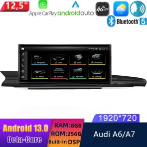 12,5" Android 13.0 Autoradio DVD Player GPS Navigation Stereo für Audi A6 C7/4G (2011-2018)-1