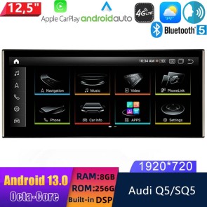 12,5" Android 13.0 Autoradio DVD Player GPS Navigation Stereo für Audi Q5/SQ5 8R (2009-2017)-1