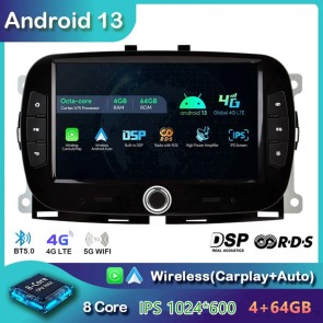 7" Android 13 Autoradio DVD Player GPS Navigation Stereo für Fiat 500 312 (Ab 2016)-1