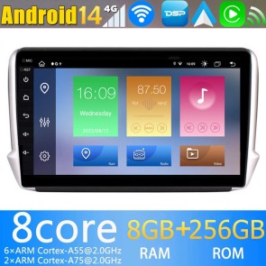 10" Android 14 Autoradio GPS Navi DVD Player Kopfeinheit für Peugeot 2008 (2013-2020)-1