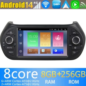 7" Android 14 Autoradio GPS Navi DVD Player Kopfeinheit für Fiat Qubo (2008-2017)-1