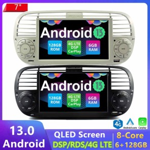 7" Android 13 Autoradio DVD Player GPS Navigation Stereo für Fiat 500 312 (2007-2015)-1