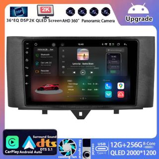 Für Smart Fortwo 451 (2010–2015): 9 Zoll 2K QLED Android Radio mit DAB+ & CarPlay