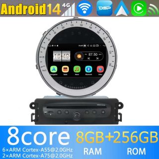 7" Android 14 Autoradio GPS Navi DVD Player Kopfeinheit für MINI Cooper Hatch R56 (2006-2013)-1
