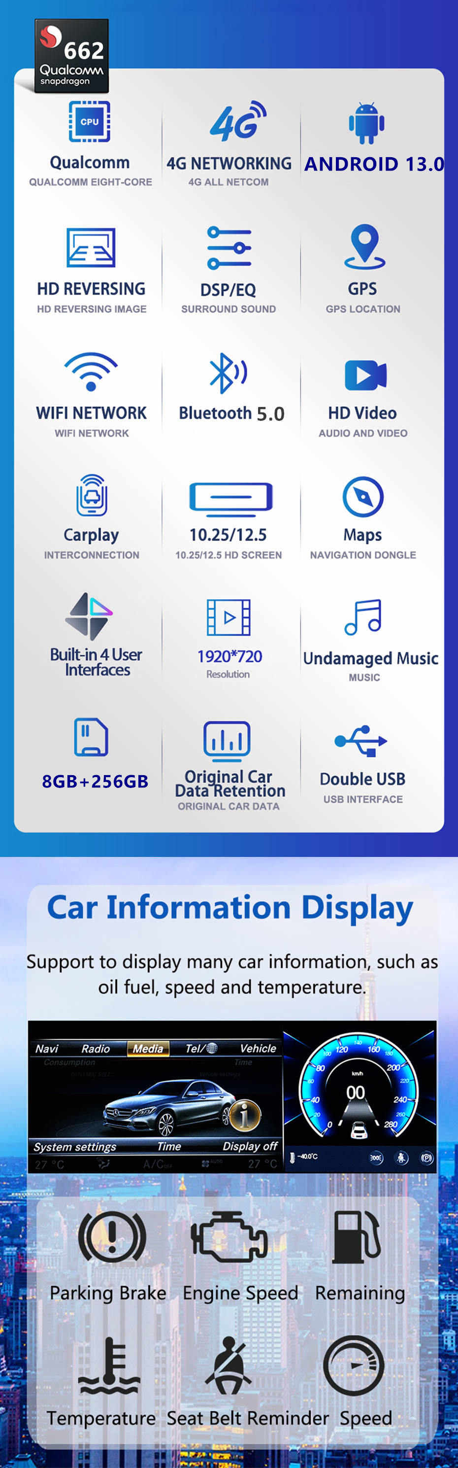 Autoradio Android 13.0 für Mercedes CLA C117-1