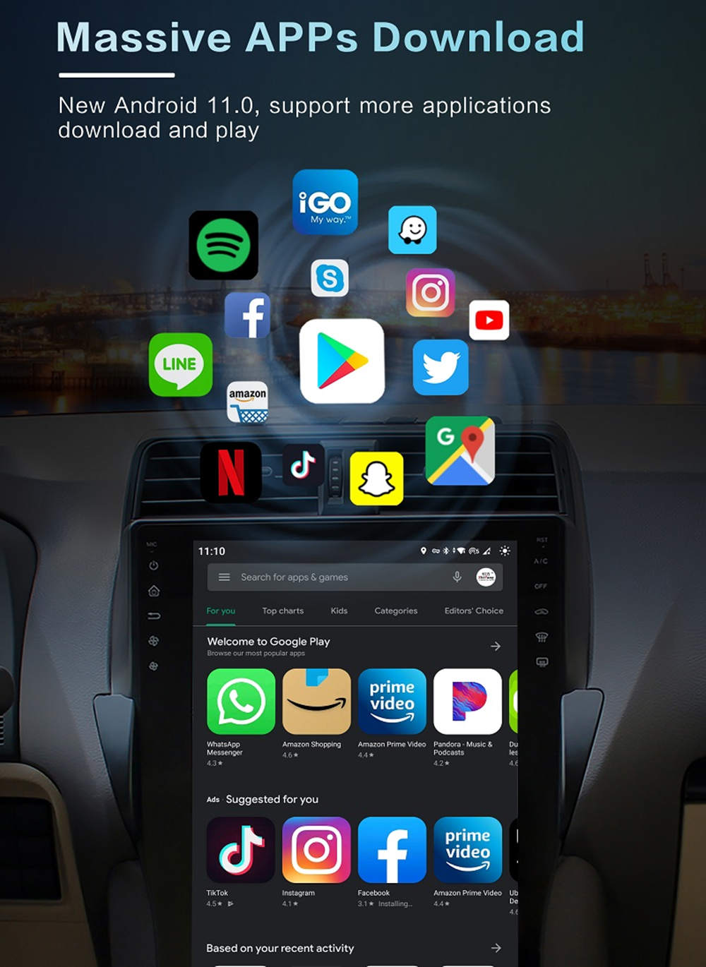 Tesla-Stil Autoradio Android 11.0 für Toyota Land Cruiser 200-7