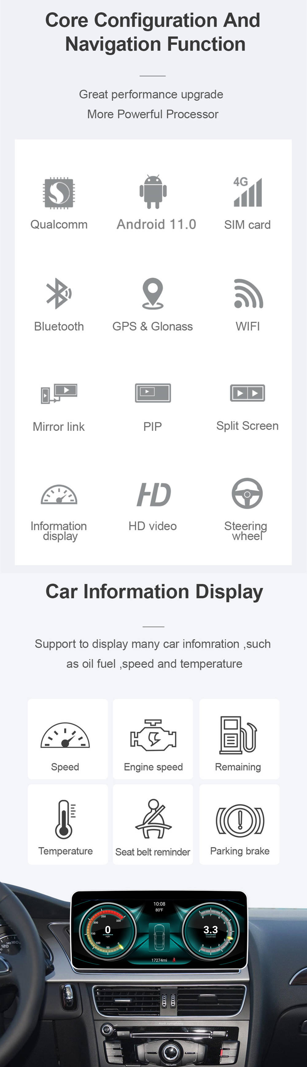 Autoradio Android 11.0 für Audi S5-1