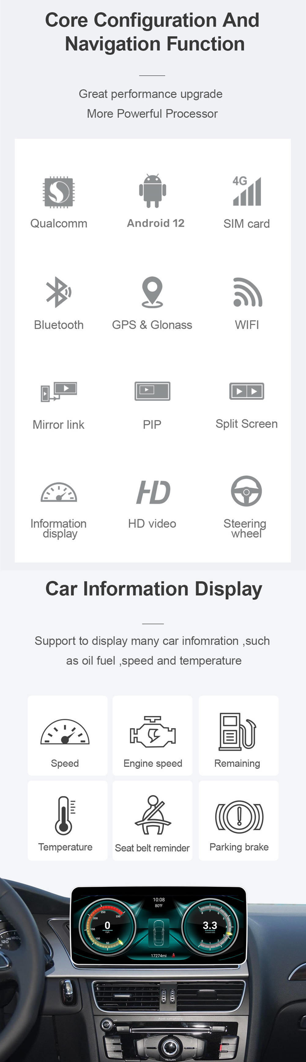 Autoradio Android 12.0 für Audi A7-1