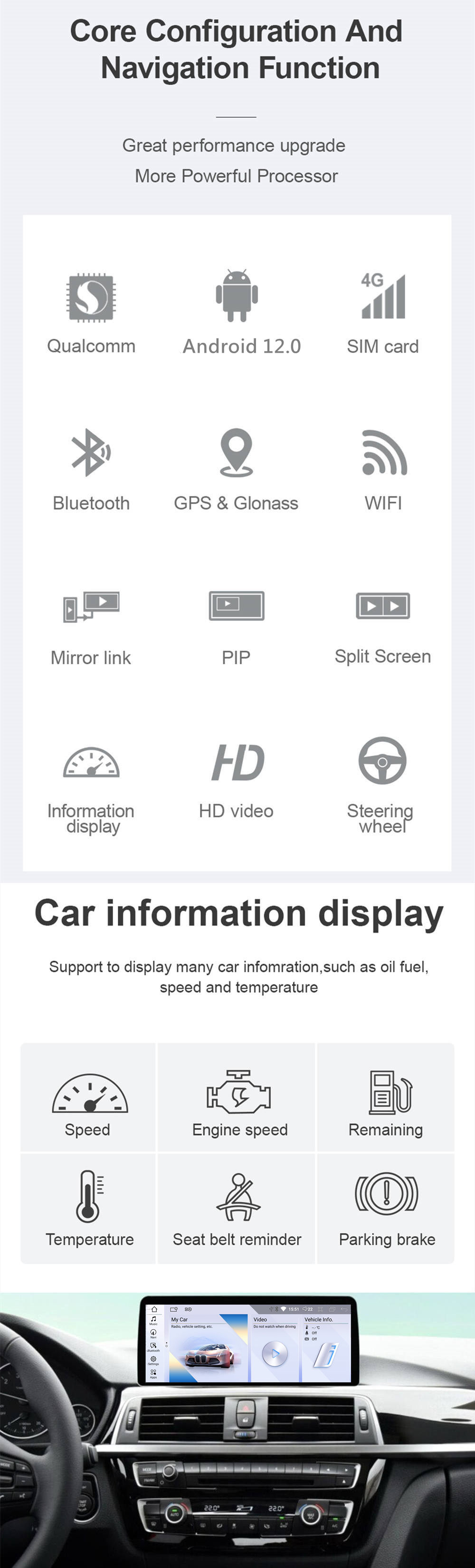 Autoradio Android 12.0 für BMW 4er F32-1